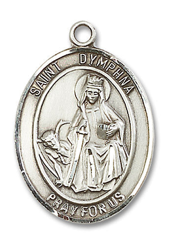 Extel Large Oval Sterling Silver St. Dymphna Medal, Made in USA