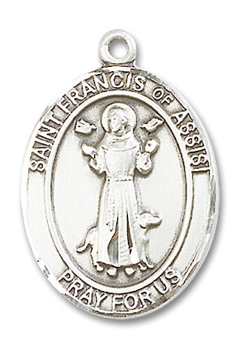 Extel Large Oval Sterling Silver St. Francis of Assisi Medal, Made in USA
