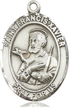 Extel Large Oval Pewter St. Francis Xavier Medal, Made in USA
