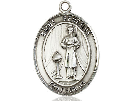 Extel Large Oval Pewter St. Genesius of Rome Medal, Made in USA