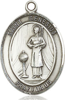 Extel Large Oval Pewter St. Genesius of Rome Medal, Made in USA