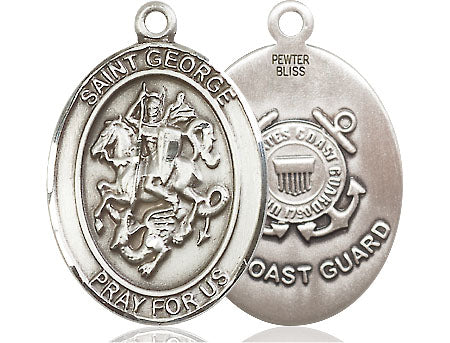 Extel Oval Large Pewter St George Coast Guard Medal Made in USA