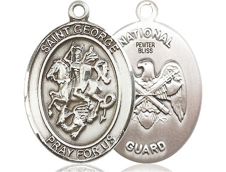 Extel Oval Large Pewter St George National Guard Medal Made in USA