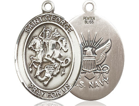 Extel Oval Large Pewter St George Navy Medal Made in USA