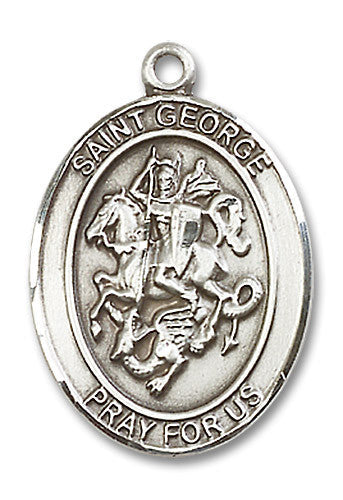 Extel Large Oval Sterling Silver St. George Medal, Made in USA