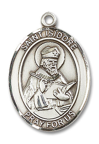Extel Large Oval Sterling Silver St. Isidore of Seville Medal, Made in USA