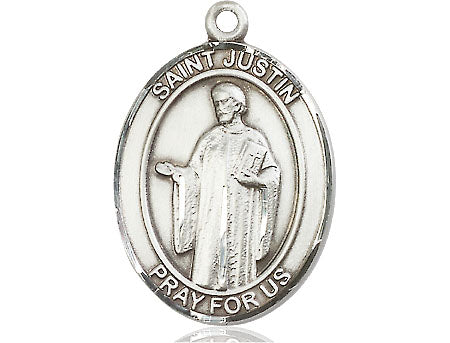 Extel Large Oval  Pewter St. Justin Medal, Made in USA