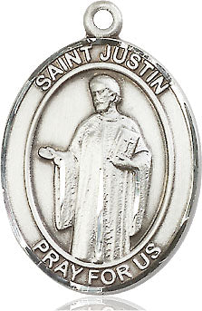 Extel Large Oval  Pewter St. Justin Medal, Made in USA
