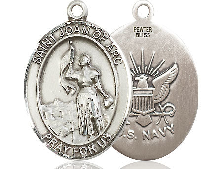 Extel Oval Large Pewter St Joan of Arc Navy Medal Made in USA