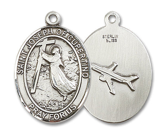Extel Large Oval Sterling Silver St. Joseph of Cupertino Medal, Made in USA