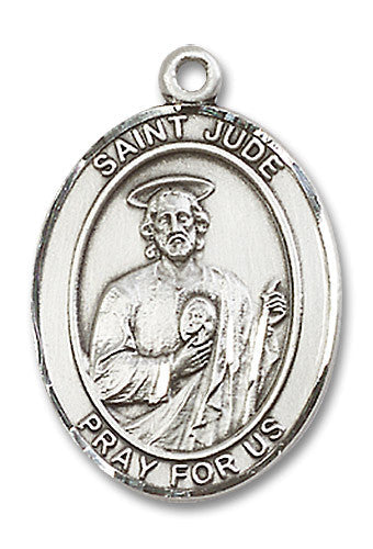 Extel Large Oval Sterling Silver St. Jude Medal, Made in USA