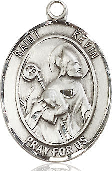 Extel Large Oval Pewter St. Kevin Medal, Made in USA