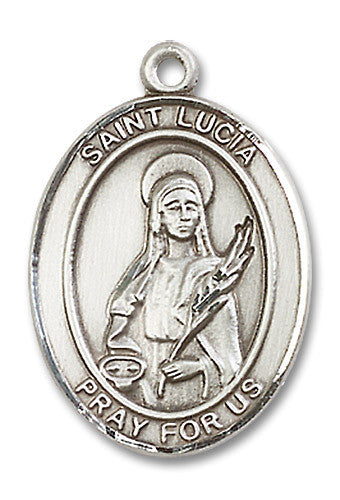 Extel Large Oval Sterling Silver St. Lucia of Syracuse Medal, Made in USA