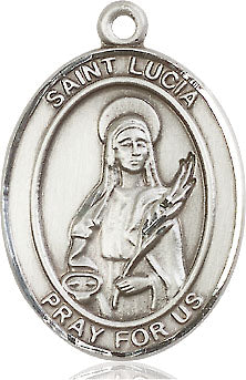 Extel Large Oval Sterling Silver St. Lucia of Syracuse Medal, Made in USA