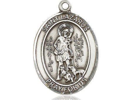 Extel Large Oval Pewter St. Lazarus Medal, Made in USA