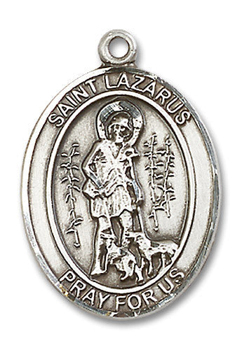 Extel Large Oval Sterling Silver St. Lazarus Medal, Made in USA