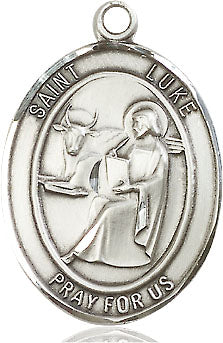 Extel Large Oval Sterling Silver St. Luke the Apostle Medal, Made in USA