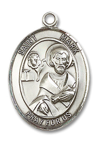 Extel Large Oval Sterling Silver St. Mark the Evangelist Medal, Made in USA