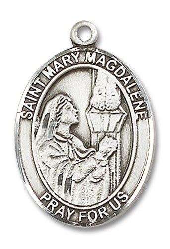 Extel Large Oval Sterling Silver St. Mary Magdalene Medal, Made in USA