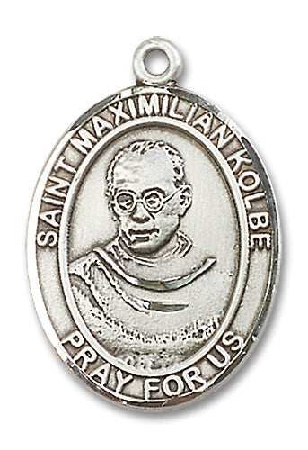 Extel Large Oval Sterling Silver St. Maximilian Kolbe Medal, Made in USA