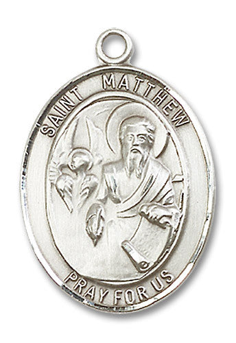 Extel Large Oval Sterling Silver St. Matthew the Apostle Medal, Made in USA