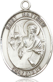 Extel Large Oval Sterling Silver St. Matthew the Apostle Medal, Made in USA