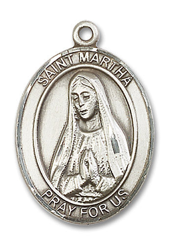 Extel Large Oval Sterling Silver St. Martha Medal, Made in USA