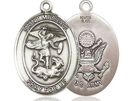 Extel Oval Large Pewter St Michael Army Medal Made in USA