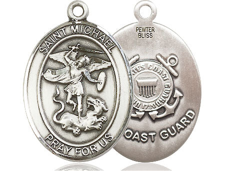 Extel Oval Large Pewter St Michael Coast Guard Medal Made in USA
