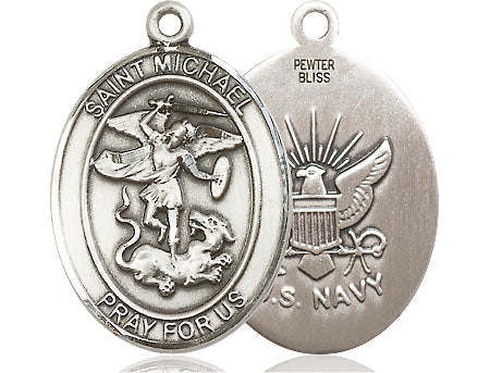 Extel Oval Large Pewter St Michael Navy Medal Made in USA