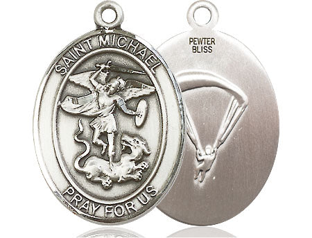 Extel Oval Large Pewter St Michael Paratrooper Medal Made in USA