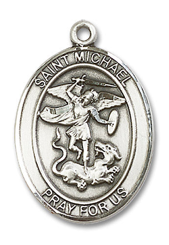 Extel Large Oval Sterling Silver St. Michael the Archangel  Medal, Made in USA