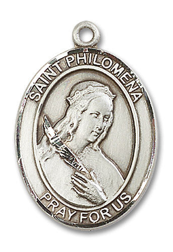 Extel Large Oval Sterling Silver St. Philomena Medal, Made in USA