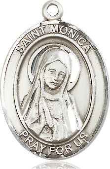 Extel Large Oval Sterling Silver St. Monica Medal, Made in USA