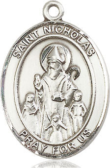 Extel Large Oval Sterling Silver St. Nicholas Medal, Made in USA