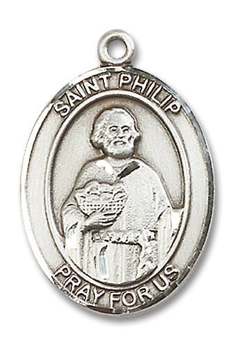 Extel Large Oval Sterling Silver St. Philip the Apostle Medal, Made in USA