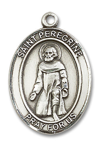 Extel Large Oval Sterling Silver St. Peregrine Laziosi Medal, Made in USA
