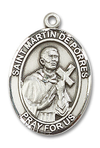 Extel Large Oval Sterling Silver St. Martin de Porres Medal, Made in USA