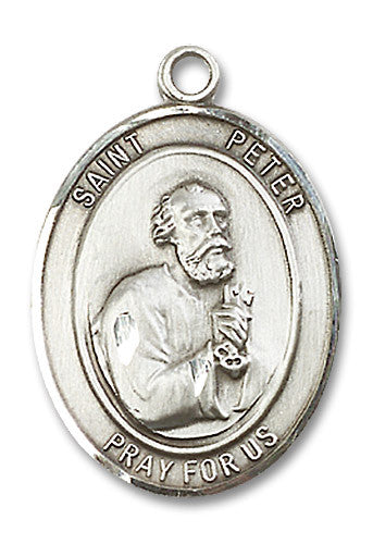 Extel Large Oval Sterling Silver St. Peter the Apostle Medal, Made in USA