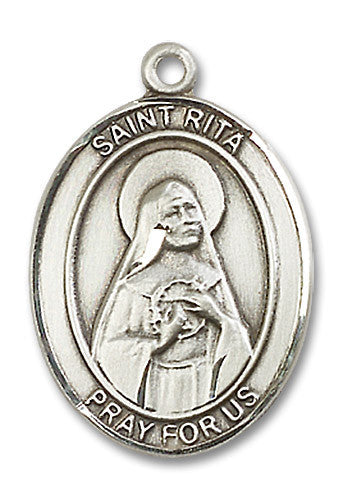 Extel Large Oval Sterling Silver St. Rita of Cascia Medal, Made in USA