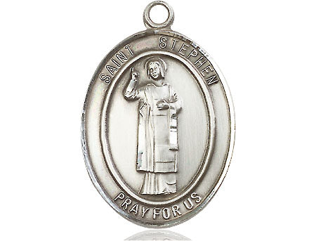 Extel Large Oval  Pewter St. Stephen the Martyr Medal, Made in USA