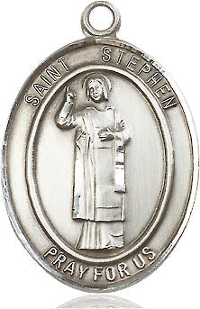 Extel Large Oval  Pewter St. Stephen the Martyr Medal, Made in USA