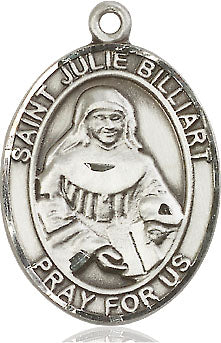 Extel Large Oval Pewter St. Julie Billiart Medal, Made in USA