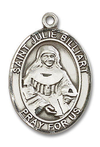Extel Large Oval Sterling Silver St. Julie Billiart Medal, Made in USA