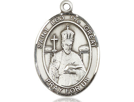 Extel Large Oval Pewter St. Leo the Great Medal, Made in USA
