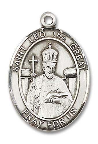 Extel Large Oval Sterling Silver St. Leo the Great Medal, Made in USA