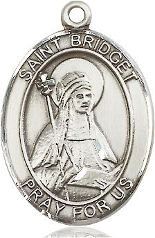 Extel Large Oval Sterling Silver St. Bridget of Sweden Medal, Made in USA