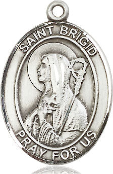 Extel Large Oval Pewter St. Brigid of Ireland Medal, Made in USA