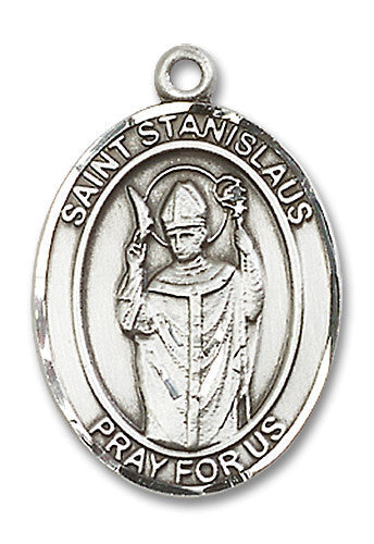 Extel Large Oval Sterling Silver St. Stanislaus Medal, Made in USA