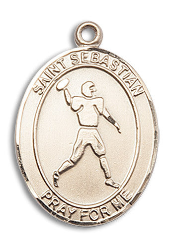 Extel Large 14kt Gold Filled St. Sebastian Football Medal Pendant